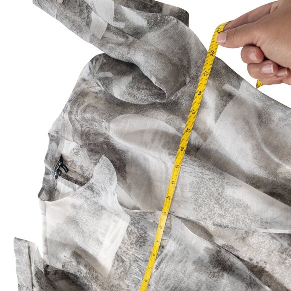 Nic + Zoe Sheer Open Jacket Grey Geometric Lightweight SZ M Casual Toile Fabric - Picture 4 of 7